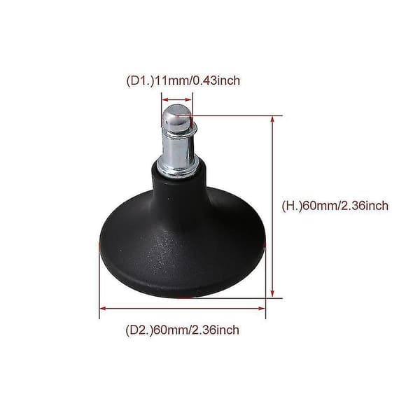 5x Stationære Klokkeformede Glidere 6cm Bunddiameter Til Stol