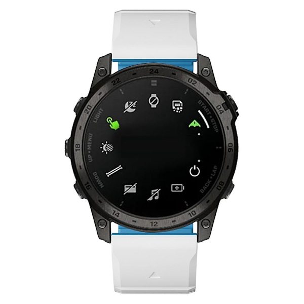 Til Garmin Fenix 5 / 5X / 6X / 7X Urrem 22mm Dual Color Silikone Smart Watch Band White  Blue