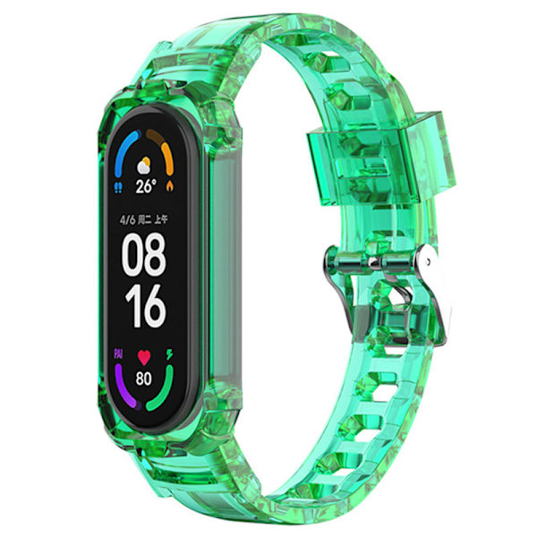 Rem For Xiaomi Band 7 6 3 4 5 NFC Transparent Klokkereim Silikonarmbånd Transparent green For Xiaomi 567