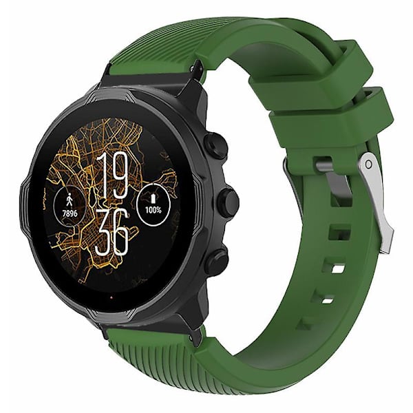 24mm Twill Texture Silikonklockarmband för Suunto Spartan Sport Wrist Hr Baro / Suunto 7 Army Green