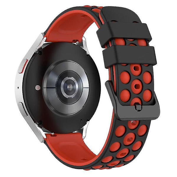 Til Samsung, Huawei, Huami, Polar Universal Watch Band 20mm Watch Strap med Multi Round Holes Black Red D Samsung Galaxy Watch4