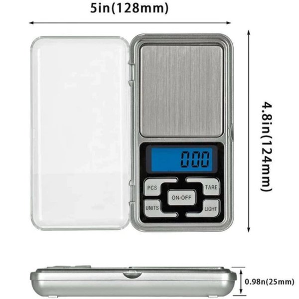Digitaalinen elektroninen vaaka, taustavalaistu LCD-taskuvaaka, ihanteellinen ruoalle, koruille - tarkka 1000G/0,01G