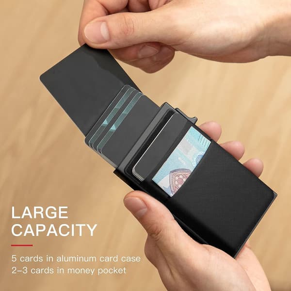 Rfid-blokkerende Pop-Up Metallkortholder, Slank Lommebok Gray