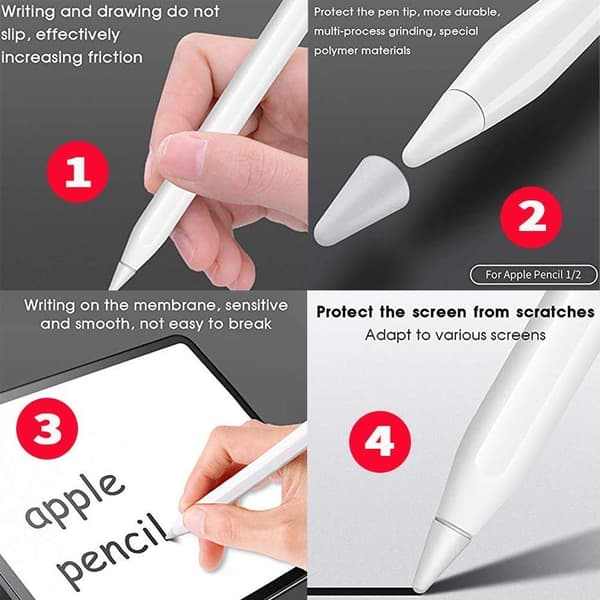Etui - 8 stk. silikone blyantspidsbeskytterhætte til Apple Pencil 1./2. generation (sort)