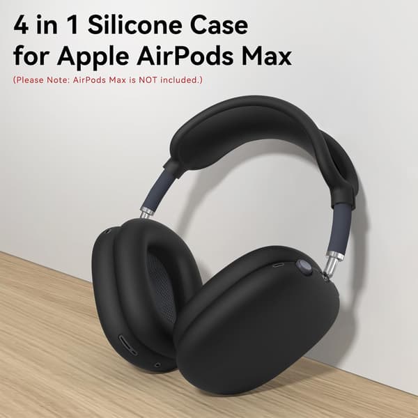 Etui til Airpods Max 1/2, ridsefast silikoneovertræk til ørepuder (kompatibel, sort) Black