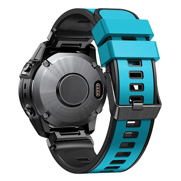 Garmin Tactix 7 Pro/Tactix Delta -vaihtohihna, pikalukitus, kaksiväri, pehmeä silikoni, urheilukellohihna Sky Blue    Black