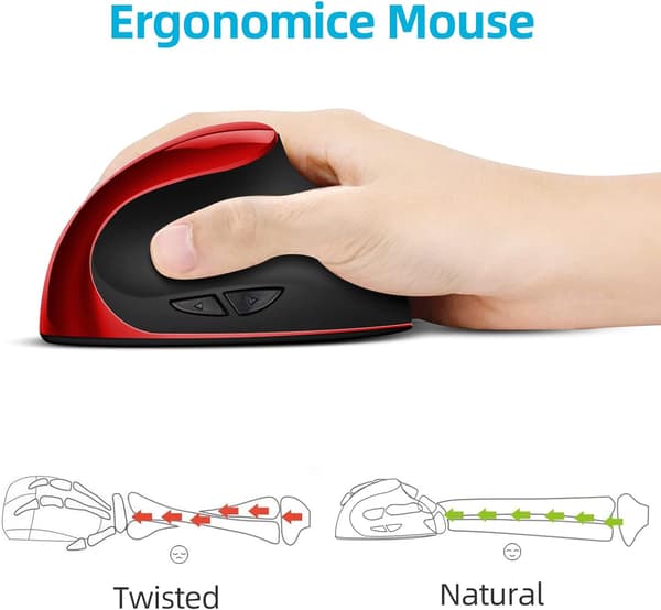 Ergonomisk Vertikal Mus, Med 6 Knapper Til Laptop, Desktop, Pc, Macbook (Lilla)
