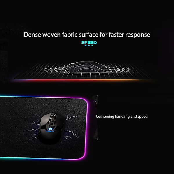 Rgb gaming musemåtte - Led musemåtte med skridsikker base til Macbook, pc, bærbar