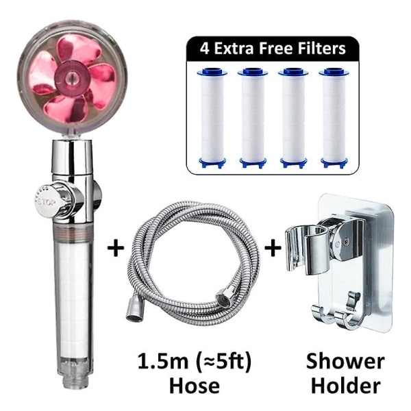 Propeller duschhuvud set 360 rotera med 1 gratis vattenfilter guldfläkt turboladdare ren regn helix eco shower R comb 2