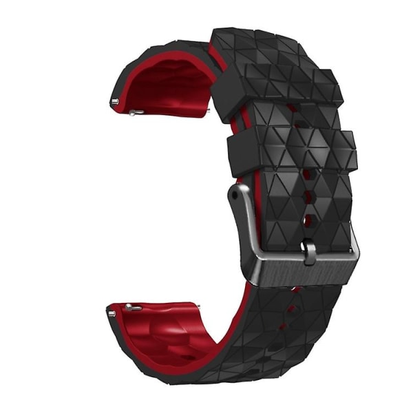 För Ticwatch Pro X 22 mm fotbollsmönster Tvåfärgs silikonrem IMW Black-Red