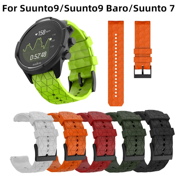 Egnet for Suunto9 fotballmønster silikonrem Suunto 7/9 Baro spartan sport håndleddsstropp White