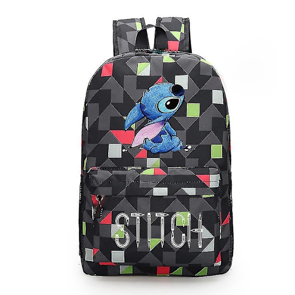 Stitch Rygsæk Sort Stjernehimmel Stor Kapacitet Studenter Skole Taske Tide Rhombus red