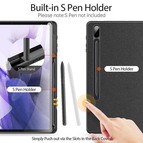 Etui til Samsung Galaxy Tab S8 Plus / Tab S7 Fe Cover Ultra Tyndt Smart Læderetui Med Penholder & Auto