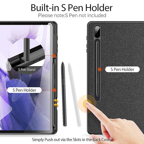 Etui til Samsung Galaxy Tab S8 Plus / Tab S7 Fe Deksel Ultra Tynn Smart Lærveske Med Blyantholder & Auto