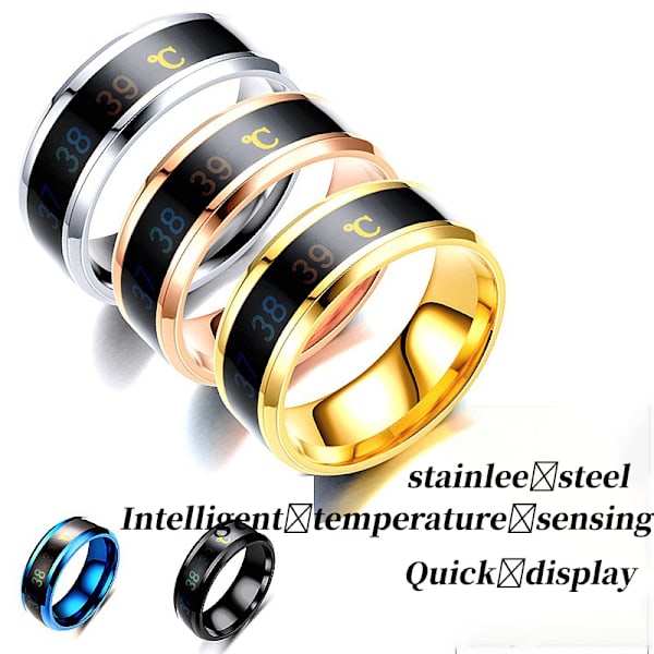 Smart Ring Temperaturdisplay Grader Celsius °C (Silver, 9#)