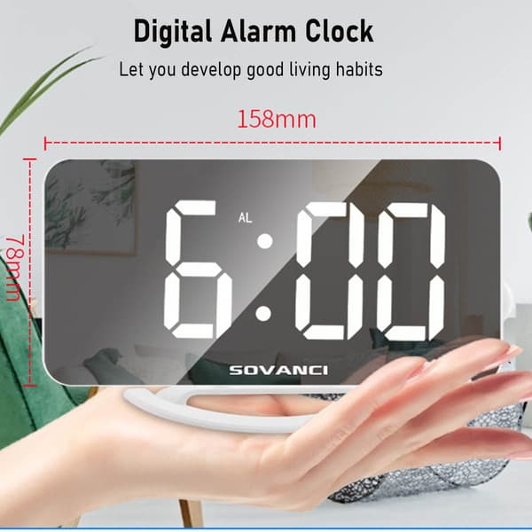Väckarklocka för djupsömnare, 8,7'' stor LED digital spegel