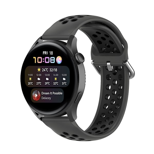 Kaksivärisellä metallilukolla varustettu säädettävä silikoniranneke 22 mm Huawei Watch 3/Watch 3 Pro -älykellolle Multicolor B