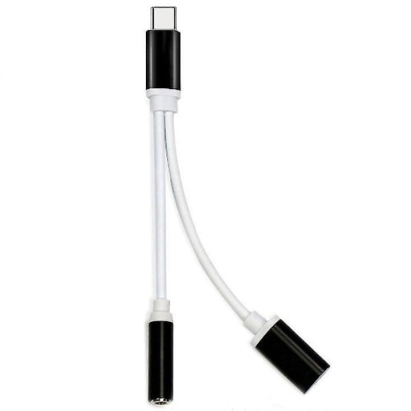 2in1 USB Type-c - 3,5 mm Jack Aux Audio Splitter Muunnin sovitin + latauskaapeli