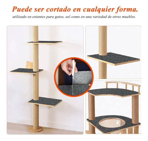 Kattekløsmatte - Selvklebende og kuttbar kattekløsmatte 30*30 cm (6 stk lysegrå)