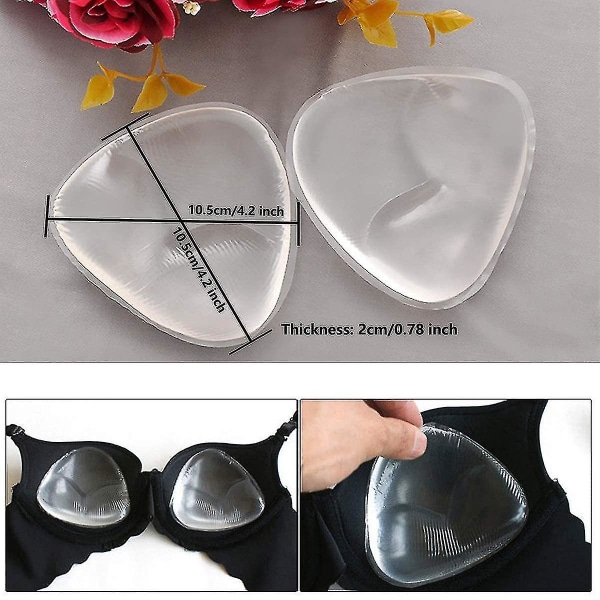 Silikon BH-innlegg, klare V-formede Brystforsterkere Vanntette BH Push Up-puter for Bikini-badedrakt