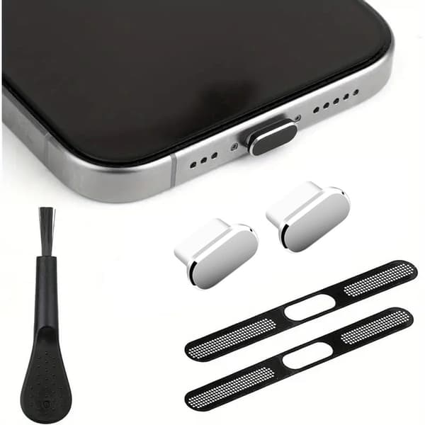 5 kpl USB C -pölysuoja iPhone 15/16 -sarjalle (hopea) Silver