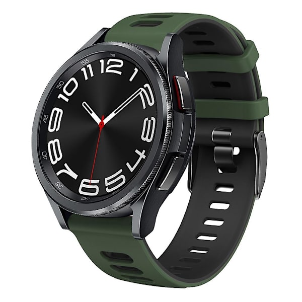 Silikone Rem Til Samsung Galaxy Watch 6 Classic 47mm Army Green   Black