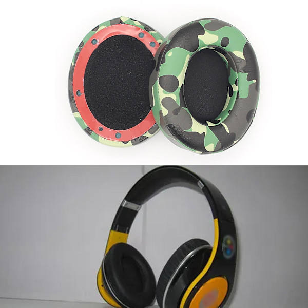 1 par proteinläder öronmuffar för Monster Studio 2.0 hudvänlig hållbar Camouflage