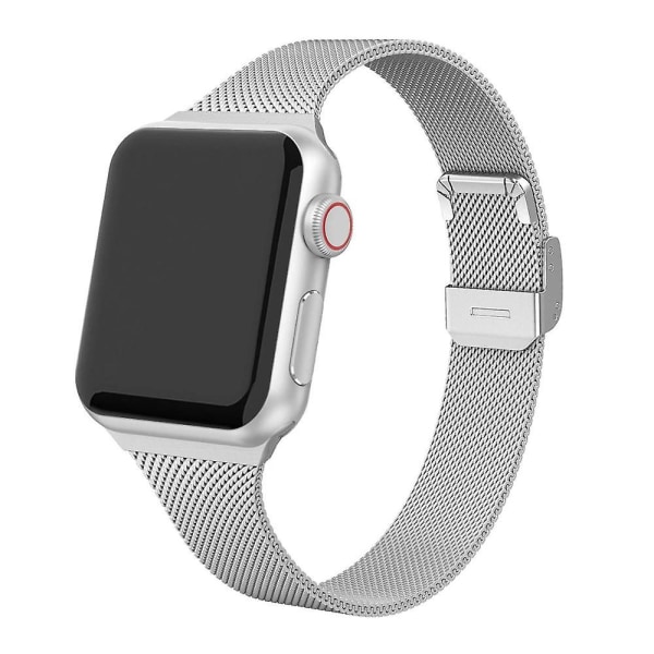 Milanese Rem För Apple Watch 8 7 6 5 4 Se 49mm 45mm 41mm 44mm 40mm Metall Rostfritt stål Rem Tillbehör För Iwatch 3 2 42mm iwatch Ultra 49mm Silver