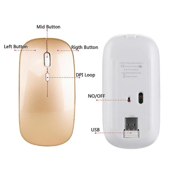 Bluetooth Langaton Hiiri PC Langaton Hiiri Tietokone Kannettava Kannettava langaton Hiiri 2.4g Black