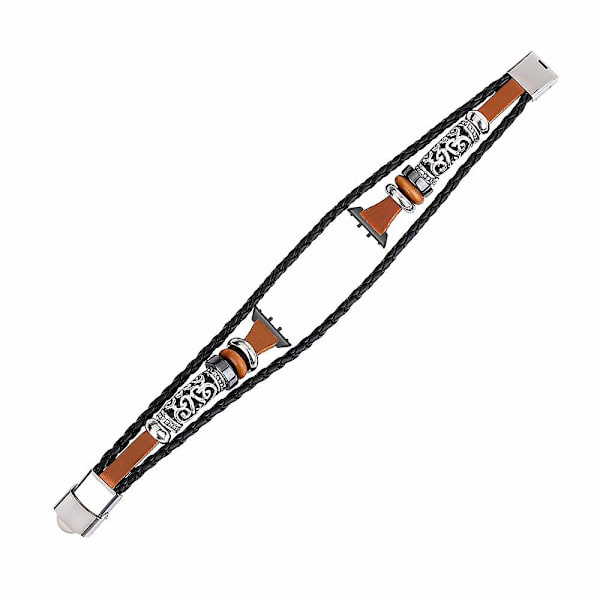 For Samsung Galaxy Fit3 PU Læder + Metal Armbånd Etnisk Retro Stil Urrem Brown
