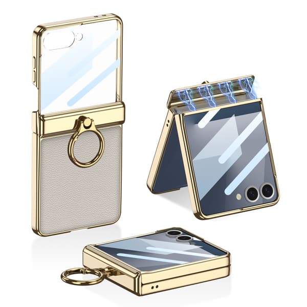 Etui til Samsung Z Flip7, magnetisk galvaniseret hængselstativ (grå)