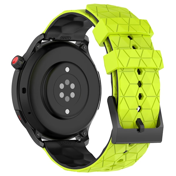 Fotbolls Mönster Dubbel Färg 22mm Silikon Klockarmband för Huami Amazfit GTR 4 46mm Lime  Black