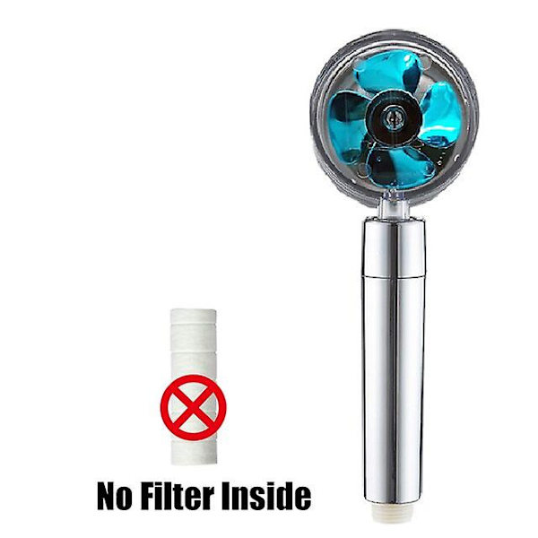 Ny turbopropeller duschhuvud vatten sparar högtrycksflöde 360 ​​grader med fläktförlängning duschhuvud regn med hållare B-blue