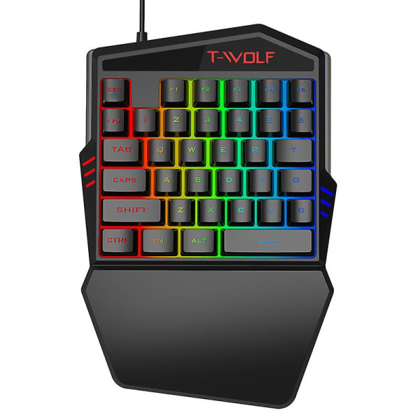 Enhands Rgb-speltangentbord USB trådbundet enhands tangentbord med mekanisk känsla Keyboard