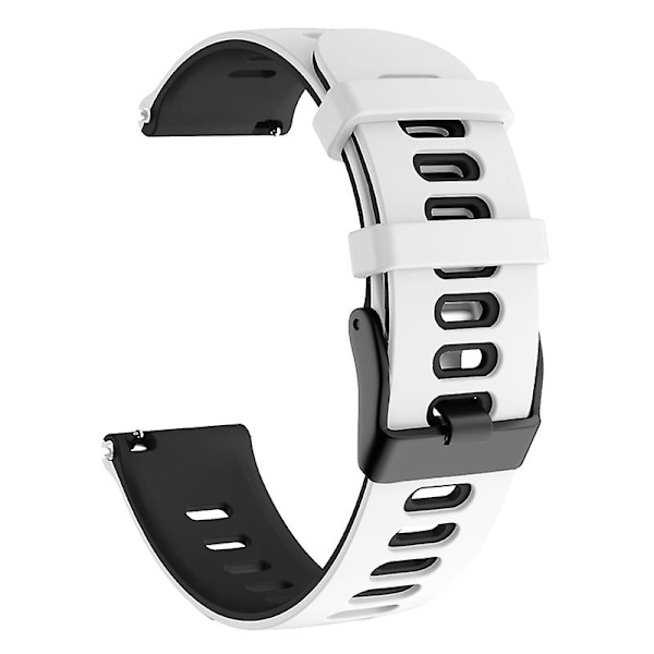 20mm dobbelt farvet silikone rem til Samsung Galaxy Watch6 Classic 47mm 43mm / Garminactive 5 White Black