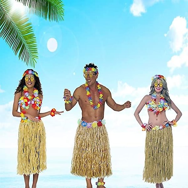 8-pak Hula-nederdel kostume-tilbehørssæt til Hawaii Luau-fest 60cm color1