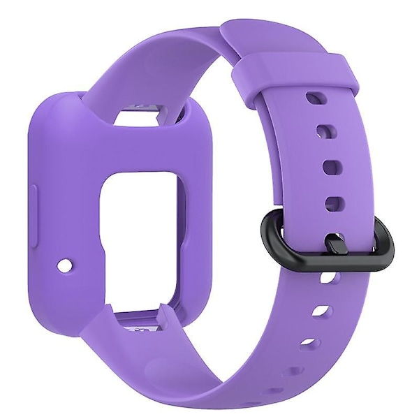 For Xiaomimi Watch Vaihdettava Ranneke 2-in-1 Ranneke+Kellokuori Silikoni Ranneke Soljella Black Purple J Xiaomi Redmi Watch