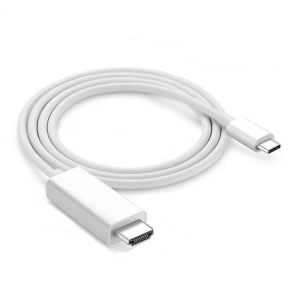 USB-C (3.1) - HDMI (2.0) -sovitin 1,8 m-White