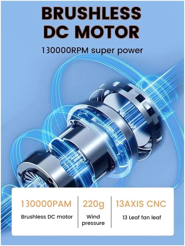 Mini støvsuger - 130000 omdr./min. børsteløs motor USB kraftfuld støvblæser (sort)