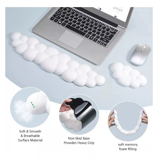 Cloud Tastatur Musemåtte og Håndledsstøtte Sæt (Blå)