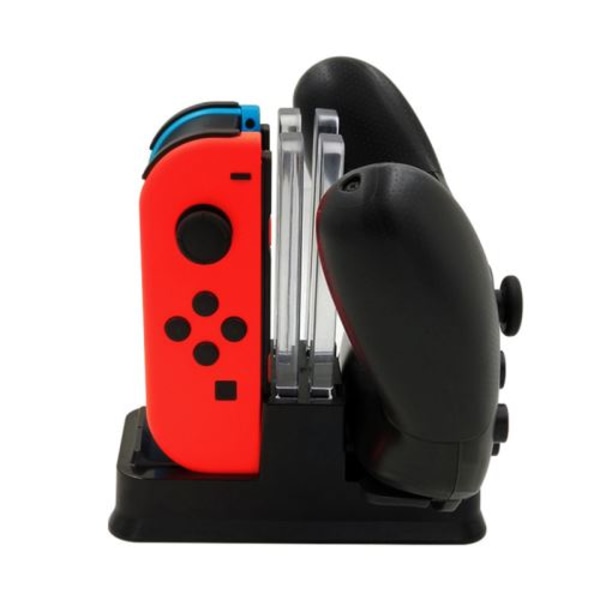 4-in-1-laturitelakka Nintendo Switch Joy-Con / Switch Pro -ohjaimelle - musta