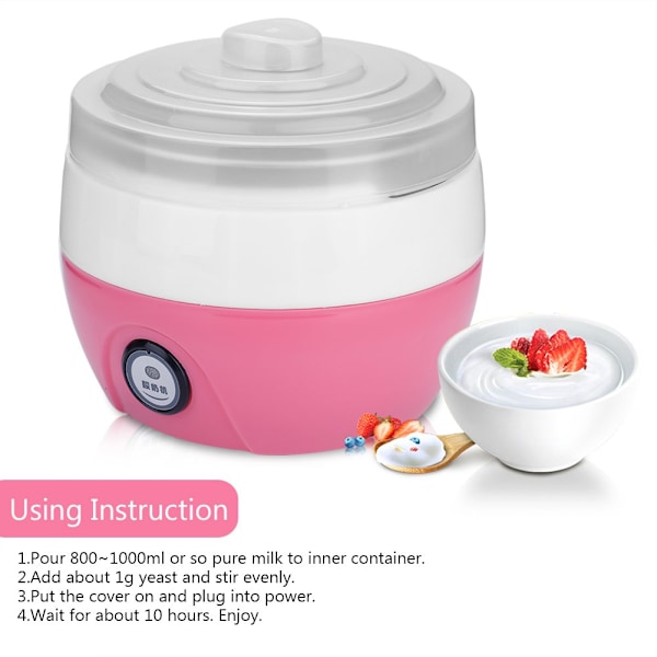 1L Helautomatisk Elektrisk Yoghurtmaskin Blå (Rustfritt Stål Innerbeholder)