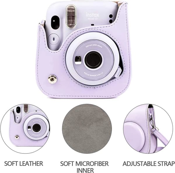 Fodral - För Instax Mini 9 Kamera, PU Läderfodral (Vit)
