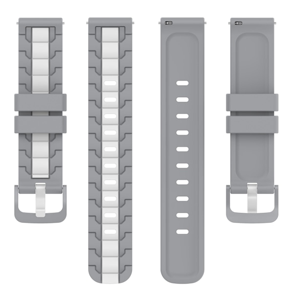 For Polar Ignite/Ignite 2/Unite 20mm Kædeformet Design Silikone Rem Dobbelt Farve Udskiftning Urrem Grey White