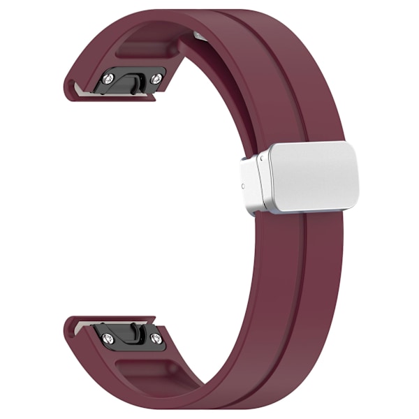 22mm klokkearmbånd Silive spenne silikon armbånd for Garmin Fenix 7/forerunner 965/955/945/935 Wine Red