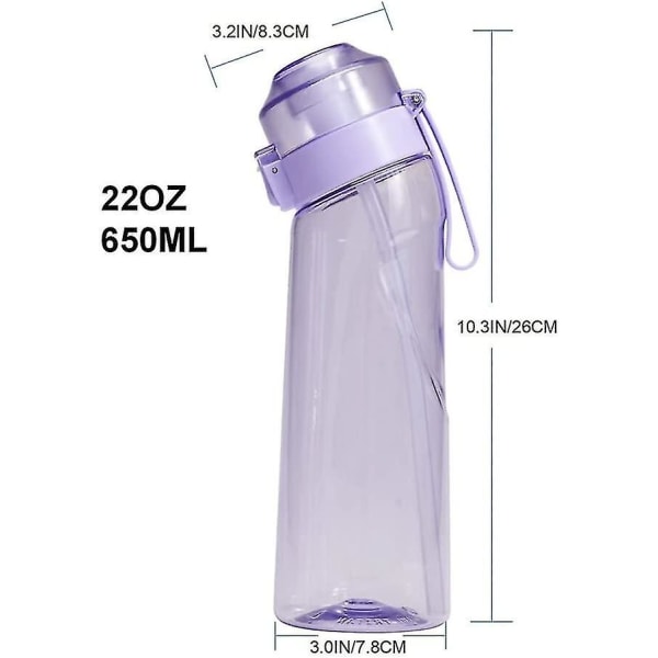 Fruktdoft luktande vandflaska med sukker, BPA-fri og läcker gymflaska idealisk for fitness og udendørs(650 ml) Purple 650ml