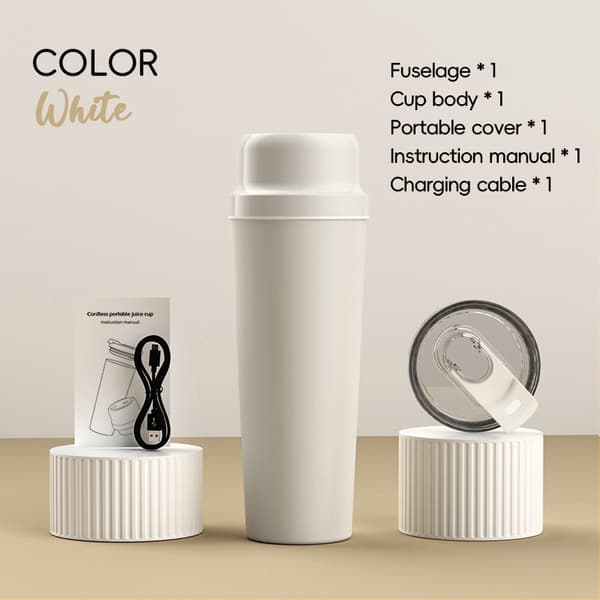 Juicer 650Ml Usb Juice Mixer, 20 Blades 3000Mah (Off-White)