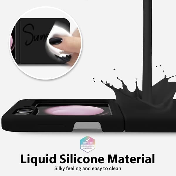 Etui til Samsung Galaxy Z Flip 6, flydende silikone TPU-cover (sort)