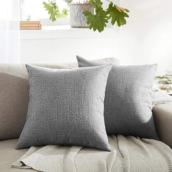 Utomhuskuddar för utemöbler Vattentäta kuddfodral Fyrkantiga Trädgårdskudde Bondgård Linne Sängkuddsöverdrag Skal för uteplats Tält Soffa 18x1 Dark Grey 18 * 18 Inch