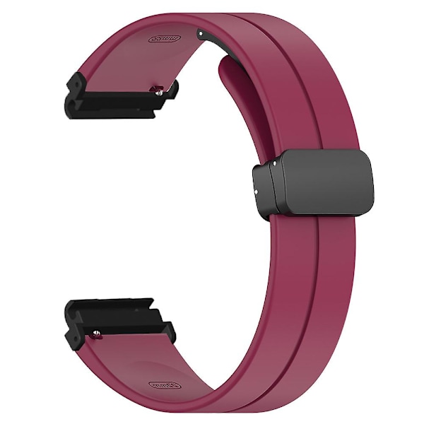 Magneettinen solki Silikoni rannekoru Garmin Fenix 7s/7s Solar/6s/5s, 20mm PC-liittimellä Wine Red